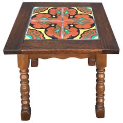 Vintage Taylor Tilery Spanish Tile Mahogany Side Table