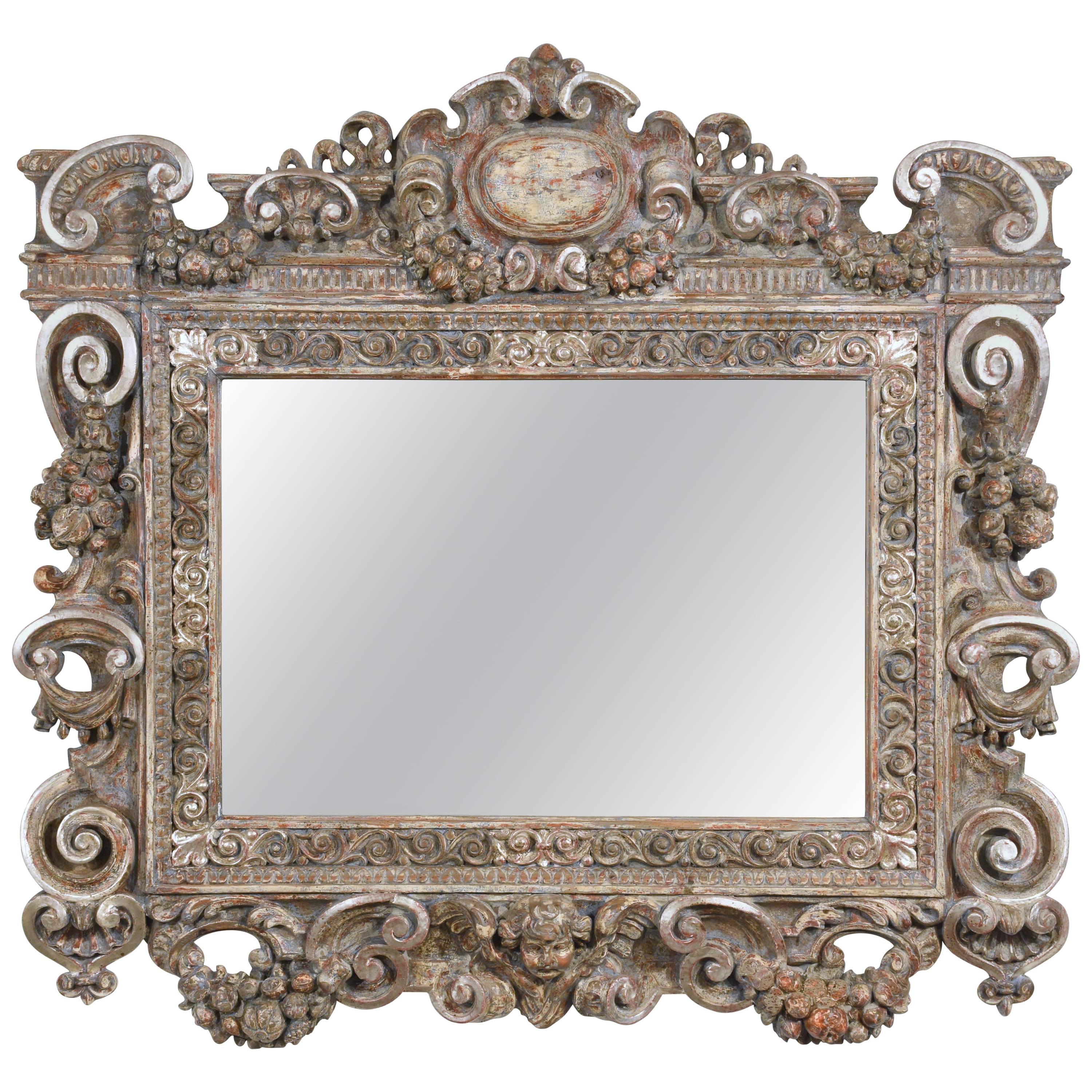 19th Century Grand Baroque-Style Carved Frame Wall Mirror