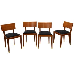 Four Fruitwood Dining Chairs, France Circa 1950