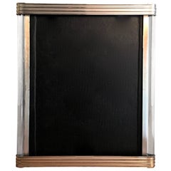 Art Deco Picture Frame with Ribbed Metal and Glass Rod Details