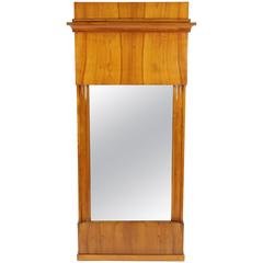 Large Biedermeier Period Pillar Mirror, circa 1820-1830, Cherry Tree Veneered