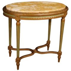 20th Century, Italian Lacquered Side Table in Louis XVI Style with Marble Top