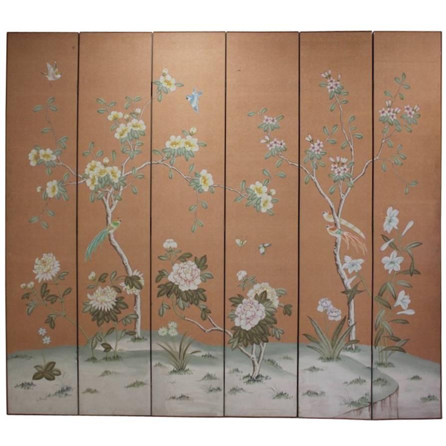 18th Century Style Chinoiserie Six-Fold Screen