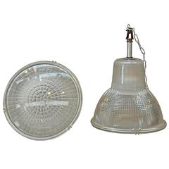 Holophane Paris France Glass Factory Pendant Lights, 1960s 4