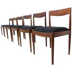 Black Wool and Teak Dining Chairs from Lübke, 1960s, Set of Six