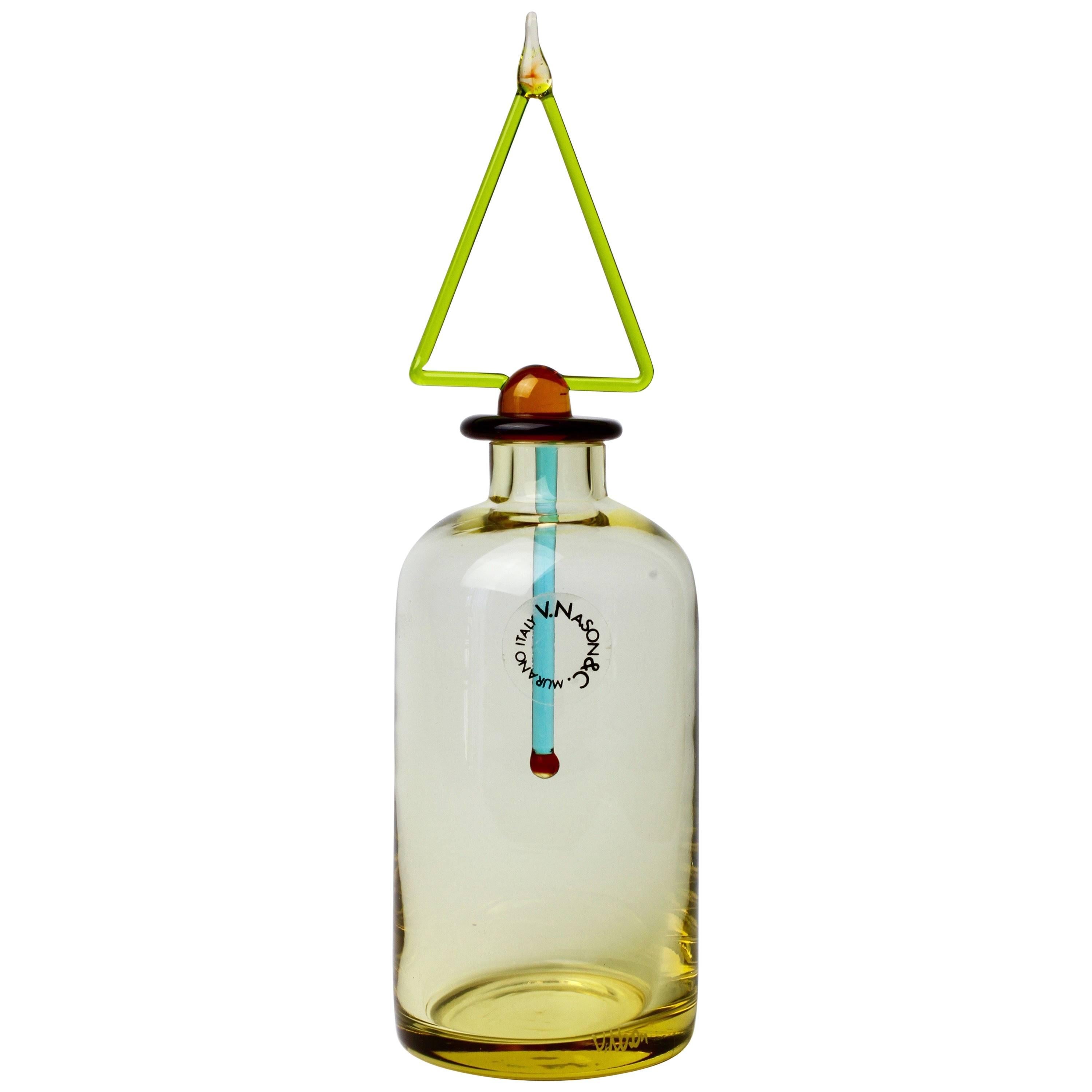 Colorful Italian Murano Glass Perfume Bottle by v. Nason & Co. Signed by V Nason
