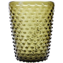 1950s Large Italian Green 'Lenti' Glass Vase Attributed to Empoli Glass