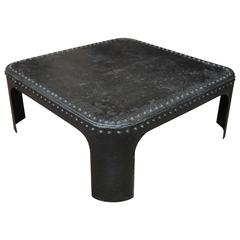 Riveted Iron Industrial Square Coffee Table, circa 1900