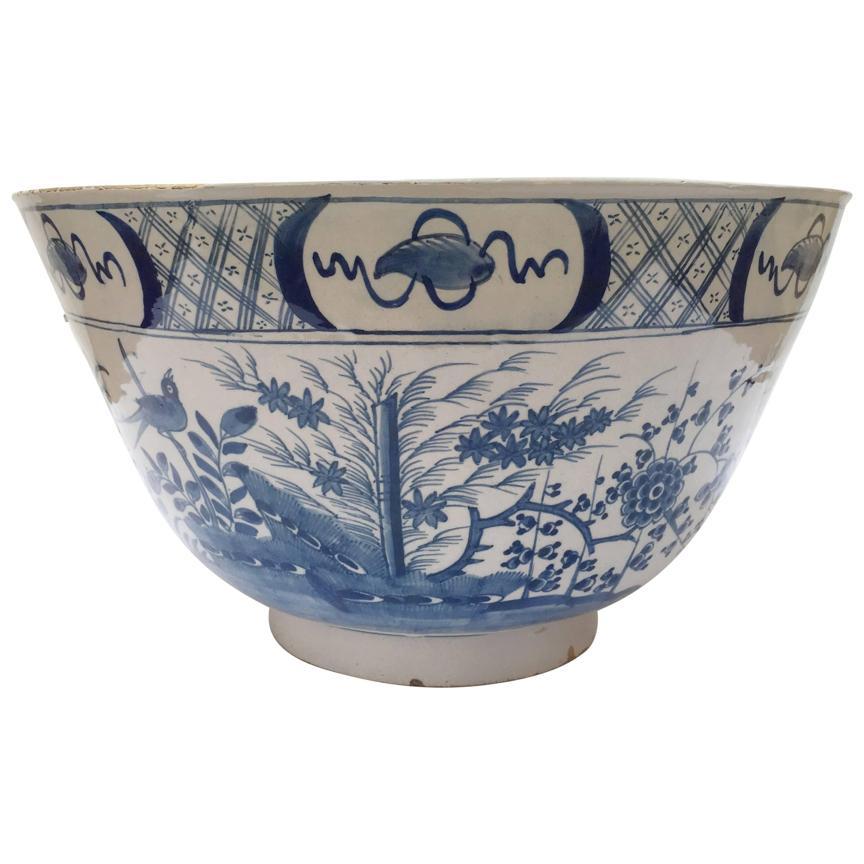 Large Delftware Punch Bowl