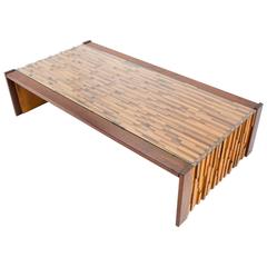 Large Coffee Table in Jacaranda Wood Brutalist Style by Percival Lafer, 1960s 9