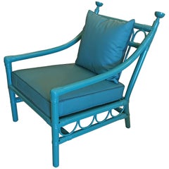 Early Henry Olko for Willow & Reed Bamboo and Leather Armchair 