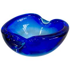 Brilliant Blue Murano Glass Candy Nut Dish