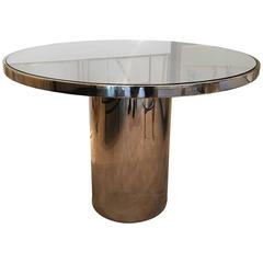 Brueton Round Stainless Steel and Glass Table