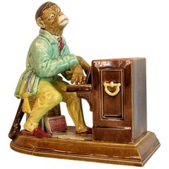 Sarreguemines Majolica Figure of a Monkey Playing the Piano, circa 1880