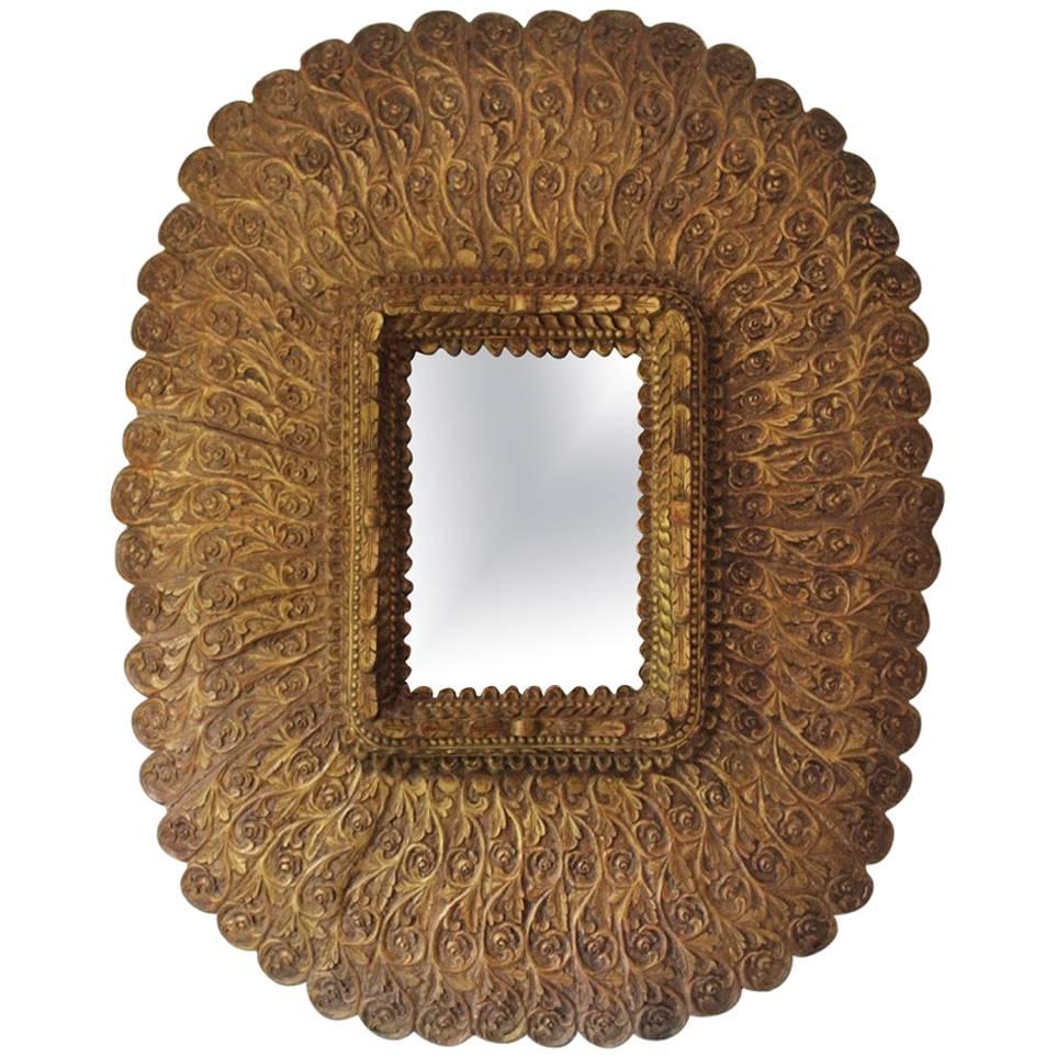 Mid-20th Century Spanish Carved and Gilded Mirror