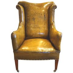 Antique Edwardian Leather Reading Easy Chair