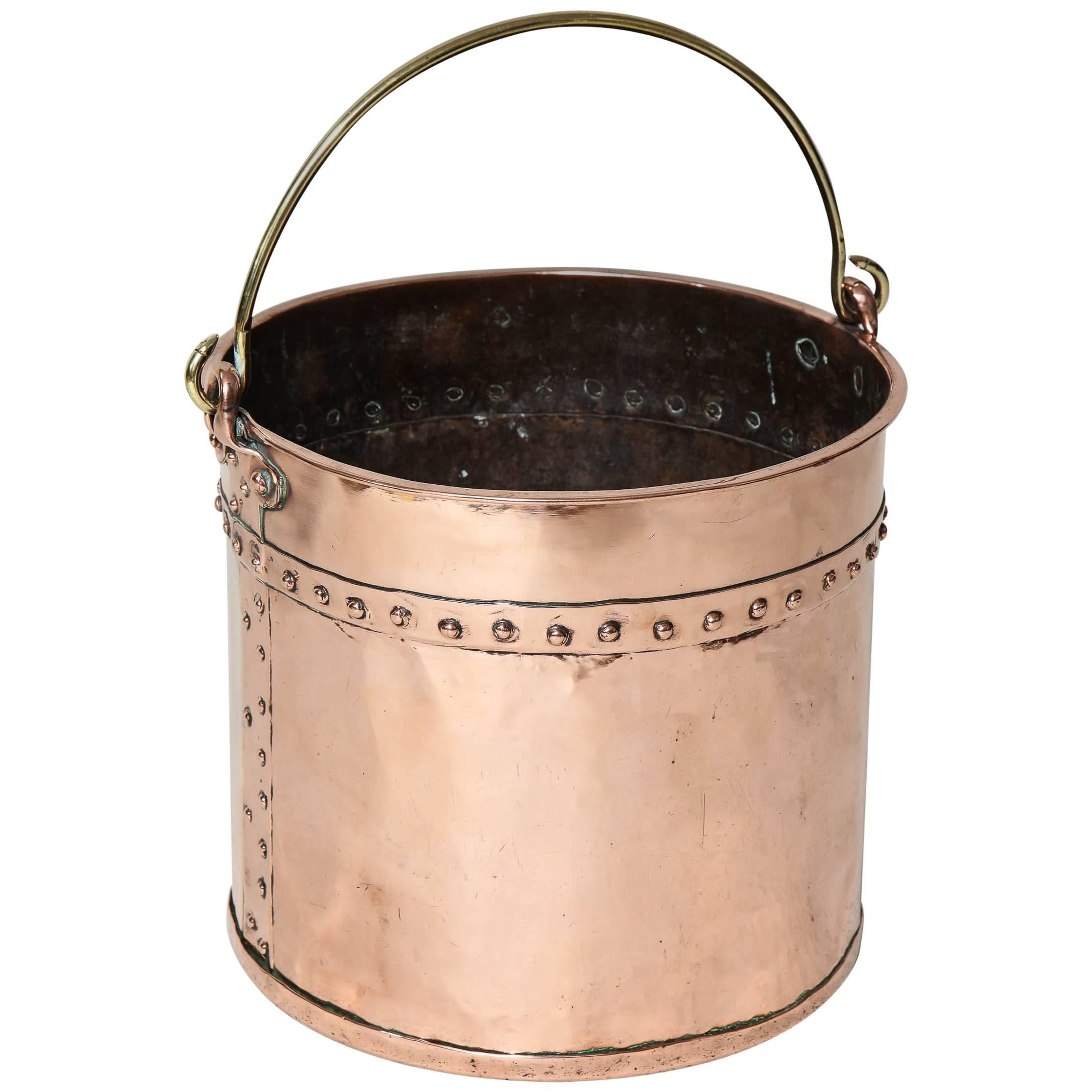 English Riveted Copper Bucket