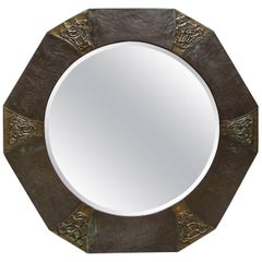 English Arts & Crafts Octagonal Mixed Metal Mirror