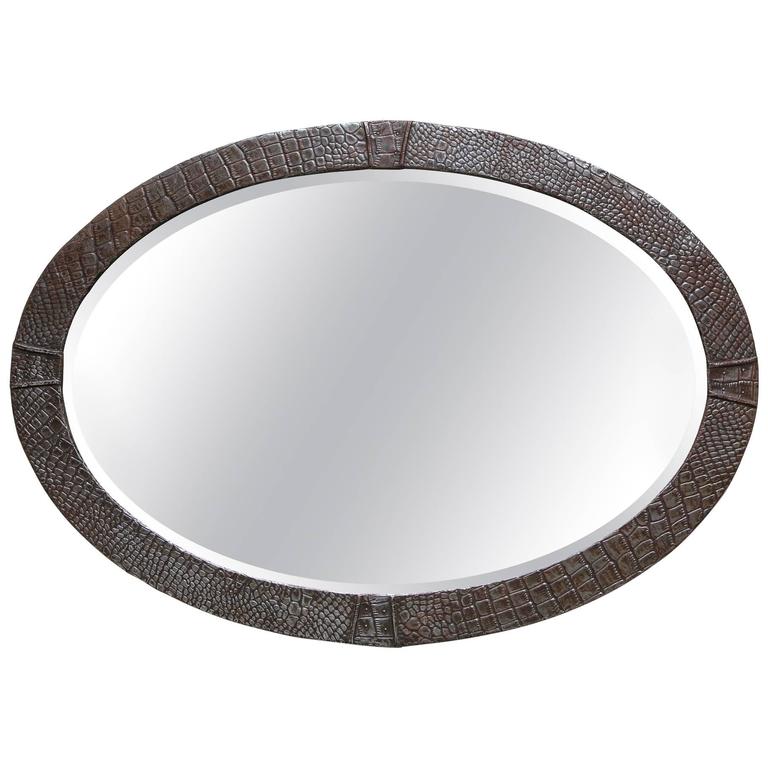 English Steel Oval Arts and Crafts Mirror at 1stDibs
