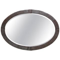 English Steel Oval Arts and Crafts Mirror 4