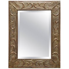 Arts and Crafts Hammered Brass Mirror