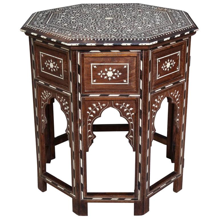Bone Inlaid Wood Table From India At 1stdibs Indian Bone Inlaid Sandalwood Octagonal Table