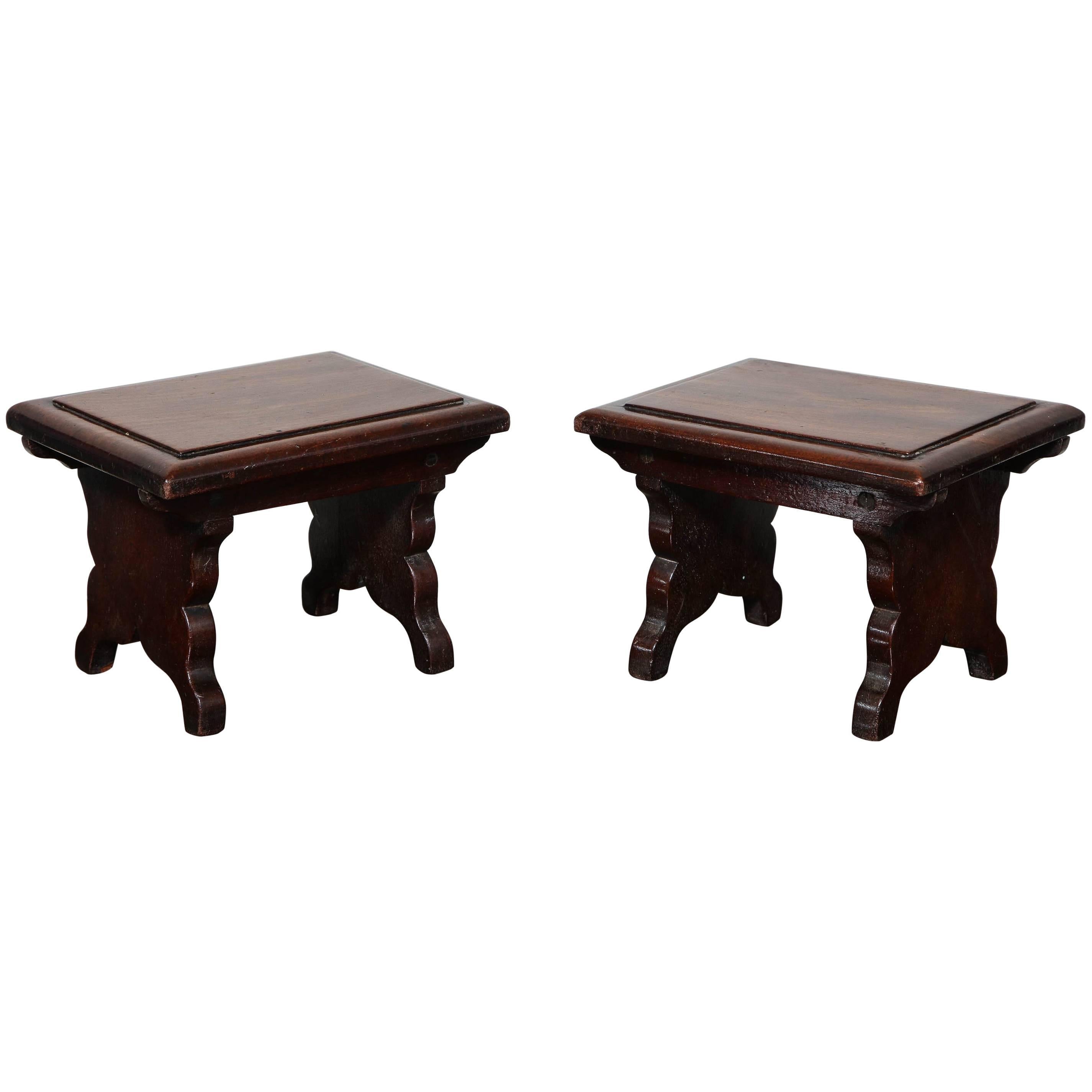 Rare Pair of Georgian Dresser Stools For Sale