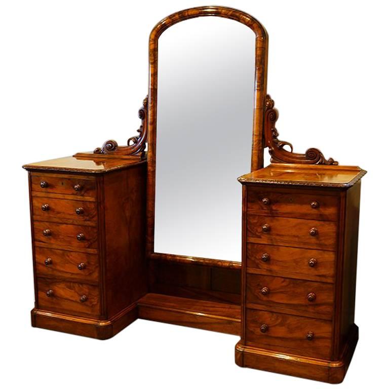 Magnificent Victorian Walnut Cheval Dressing Table