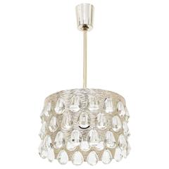 Petite Silver and Crystal Glass Chandelier, 1960s