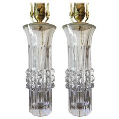 Pair of Swedish Bengt Edenfalk Glass 1960s Table Lamps 2