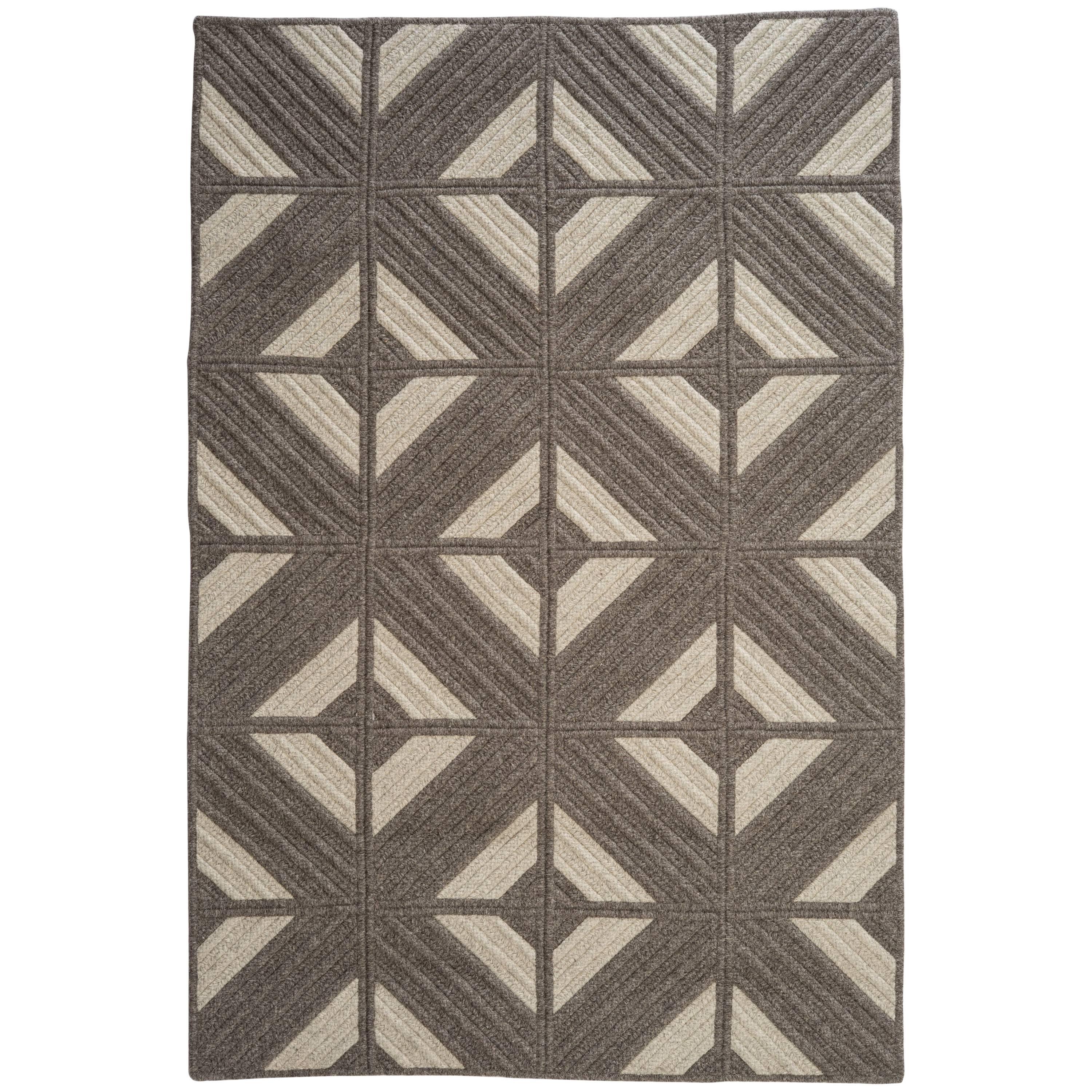 Natural Woven Wool Rug in Dark Grey Custom Crafted in the USA, Reversible, Araz For Sale