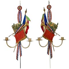 Vintage Pair of Italian Tole Sconces celebrating France