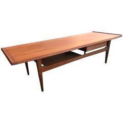 Two-Tiered Teak Coffee Table with a Drawer by Morredi
