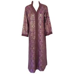 Vintage Moroccan Caftan, Purple Color Lame Kaftan Size M to L