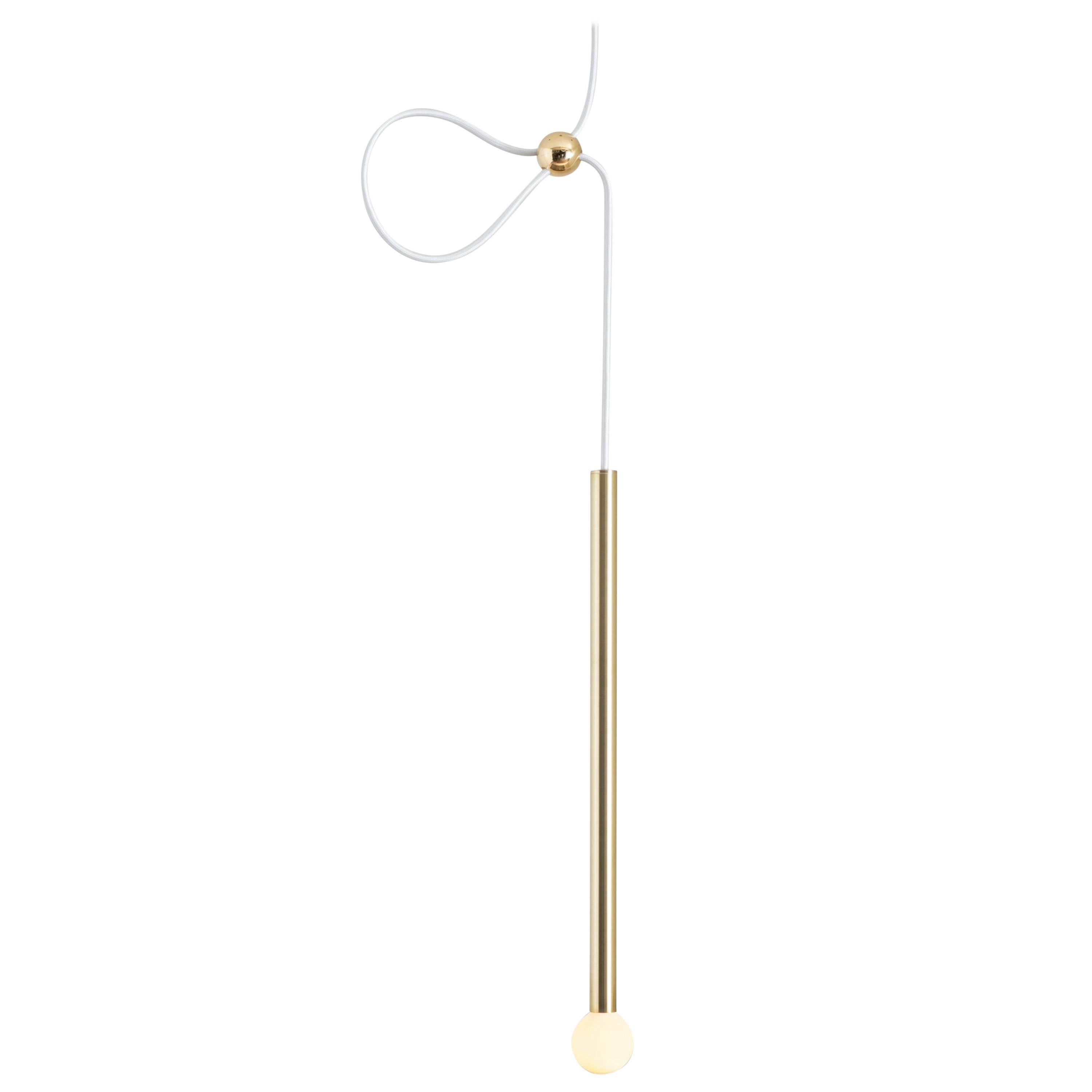 Strike, A Modern Adjustable Pendant Light Handcrafted in Solid Brushed Brass For Sale