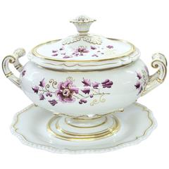 Antique English Flight, Barr and Barr Worcester Porcelain Soup Tureen and Stand