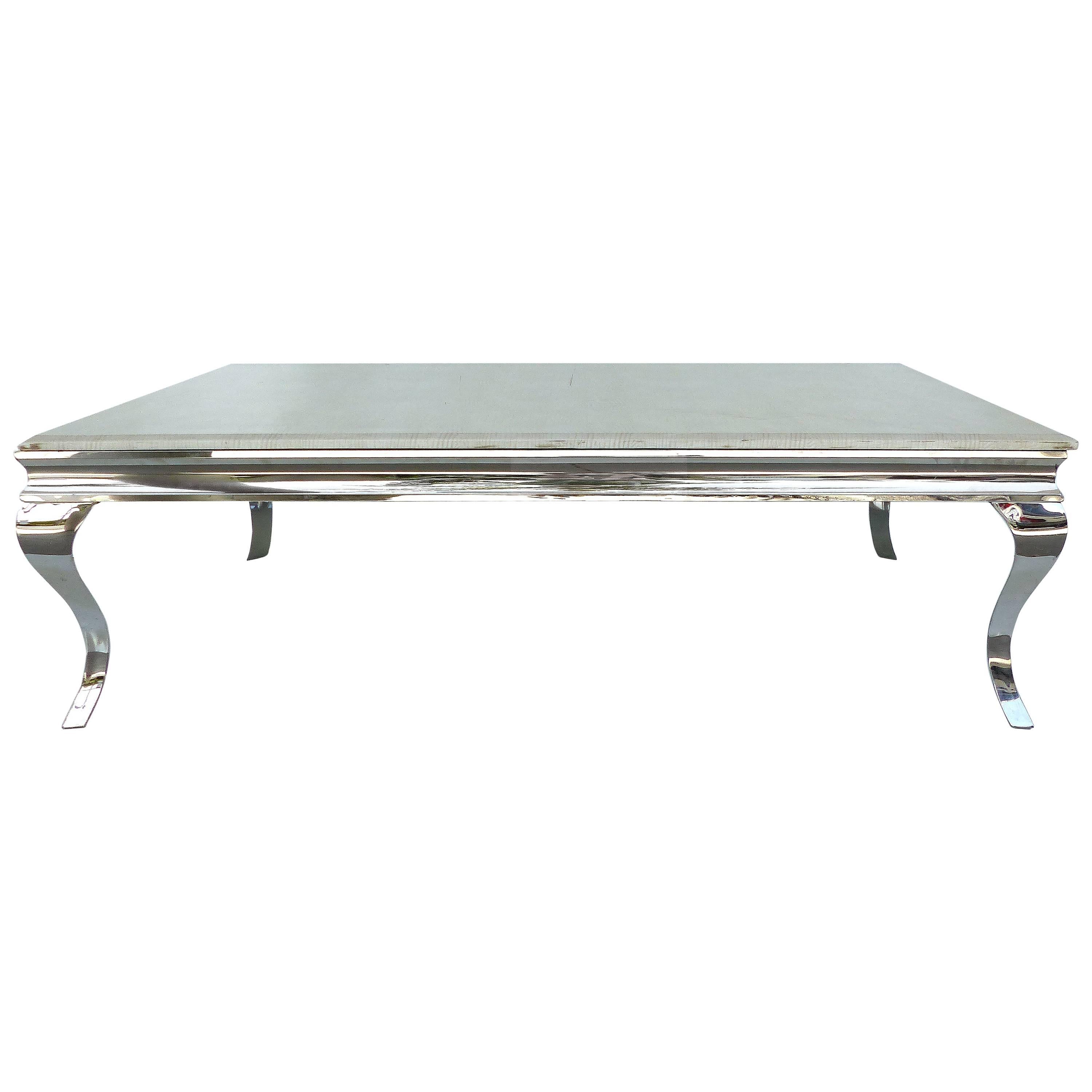 Donghia Anchor Large Cocktail Table Steel Bases with Clear Top For Sale