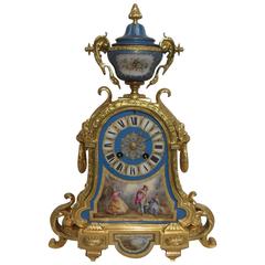 French 19th Century Bronze Gilt and Serve Style Painted Porcelain Mantel Clock 8