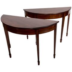 Pair of 19th Century English Mahogany Demilune Tables 12
