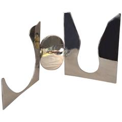 Mid-Century Modern Jack Schuyler Polished Steel Abstract Sculpture Listed Artist 8