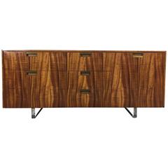 Vladimir Kagan Console in Koa Wood with Lucite Legs USA, circa 1970 Mid Century 