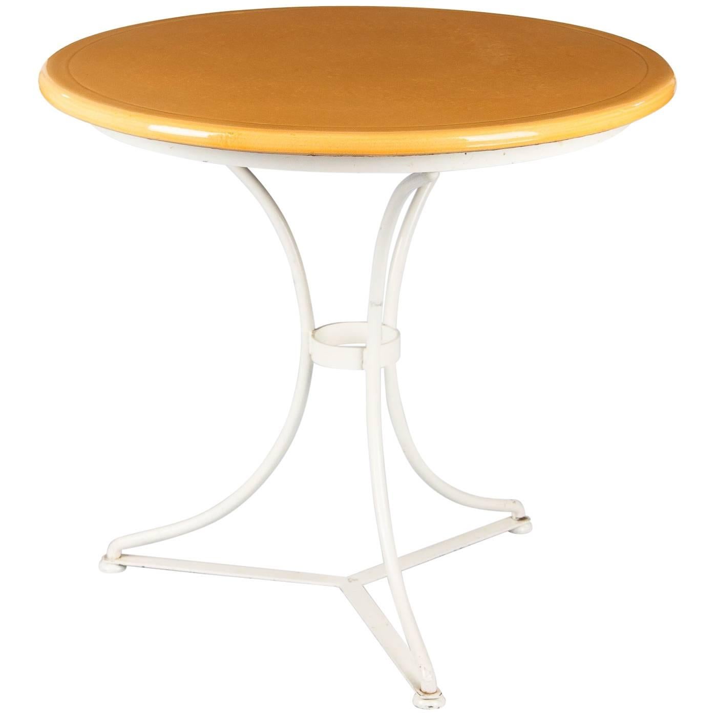French Round Iron Table with Enameled Lava Top, 1960s