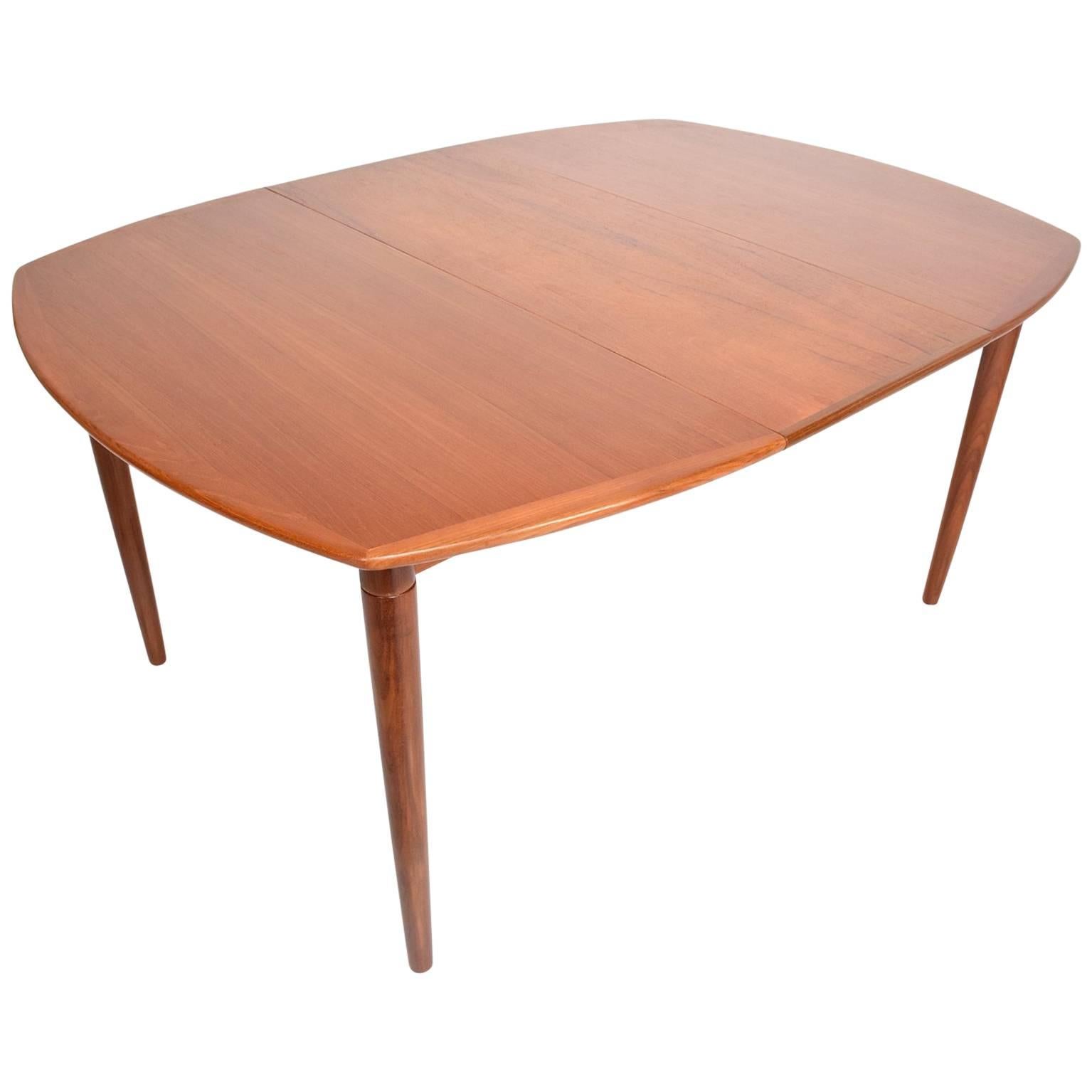 Mid-Century Danish Modern Teak Dining Table with Two Extensions