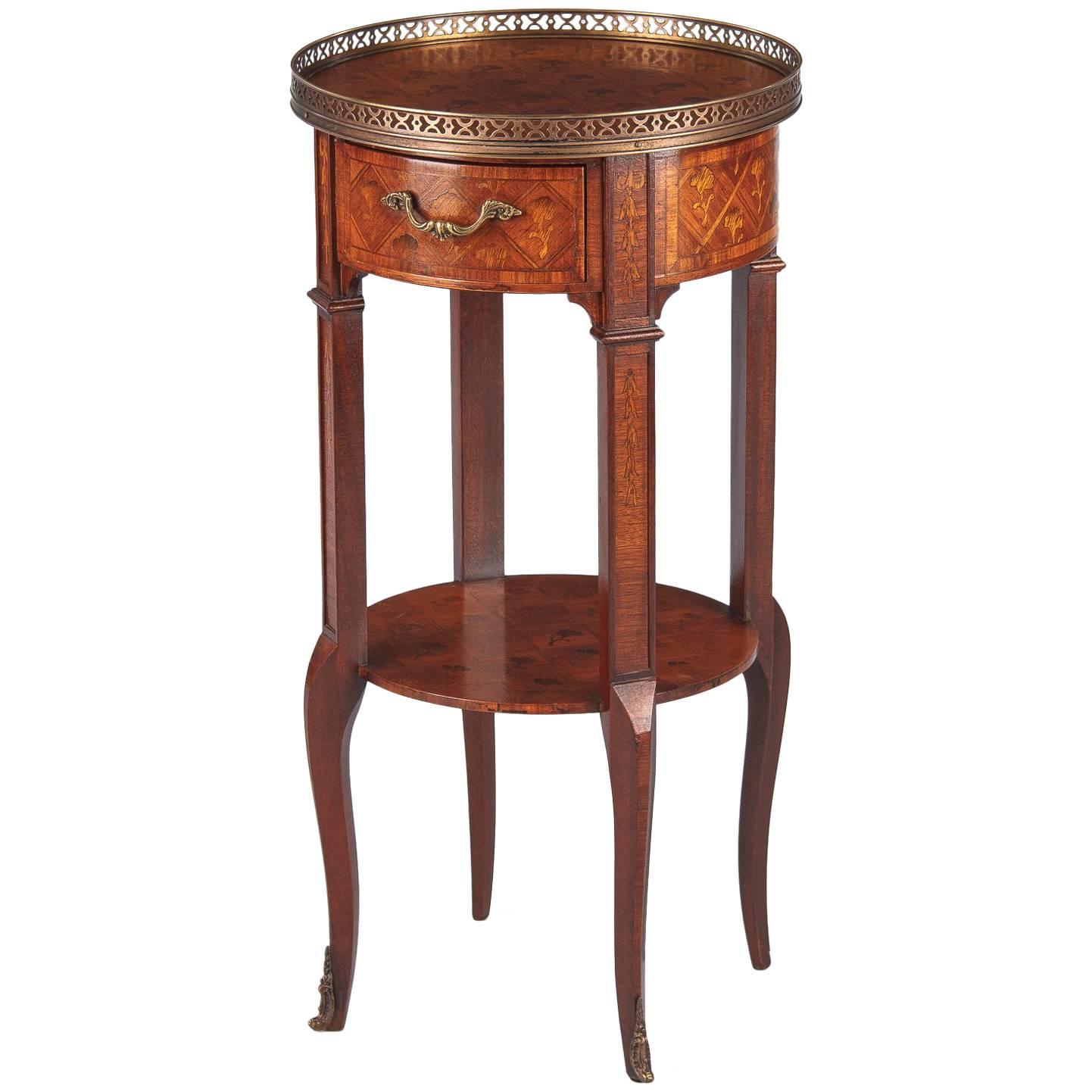 Louis XV/Louis XVI Transition Marquetry Side Table, Late 1800s