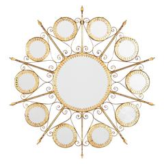 Gilded Metal Sunburst Mirror, Spain, 1950s 7