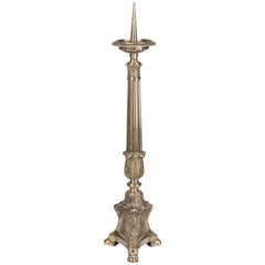 French Sculpted Brass and Bronze Church Candleholder, 1860s 12