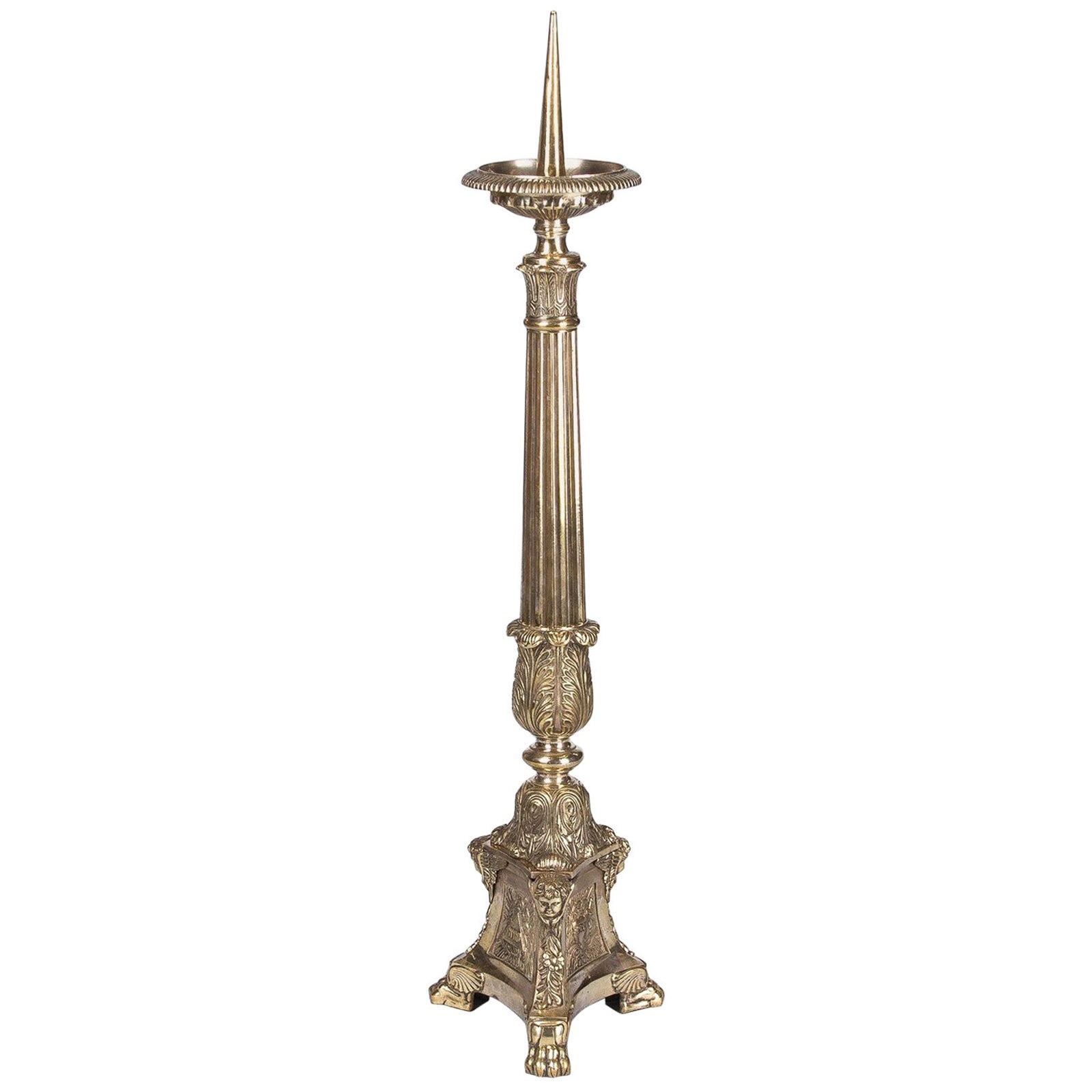 Brass and Porcelain Floral Church Candelabras, France at 1stDibs