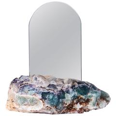 Aura Mirror by Another Human, Contemporary Crystal Vanity Mirror in Fluorite