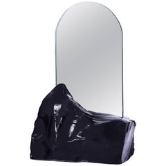 Aura Mirror by Another Human, Contemporary Crystal Vanity Mirror in Obsidian