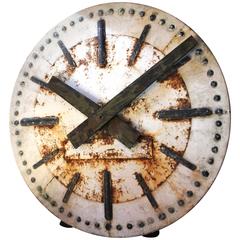 Antique Large & Decorative Painted Zinc & Iron Architectural Clock Face, circa 1920-1935